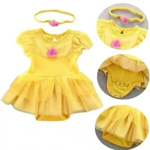 Beauty And The Beast Belle Yellow Tutu One Piece Outfit 6-9 Months Disney Costum
